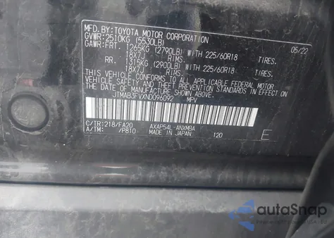 2022 Toyota Rav4 Prime Se из США, поврежденный, VIN JTMAB3FVXND096092